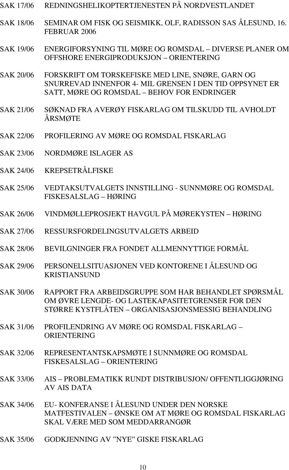 ENERGIPRODUKSJON ORIENTERING FORSKRIFT OM TORSKEFISKE MED LINE, SNØRE, GARN OG SNURREVAD INNENFOR 4- MIL GRENSEN I DEN TID OPPSYNET ER SATT, MØRE OG ROMSDAL BEHOV FOR ENDRINGER SØKNAD FRA AVERØY