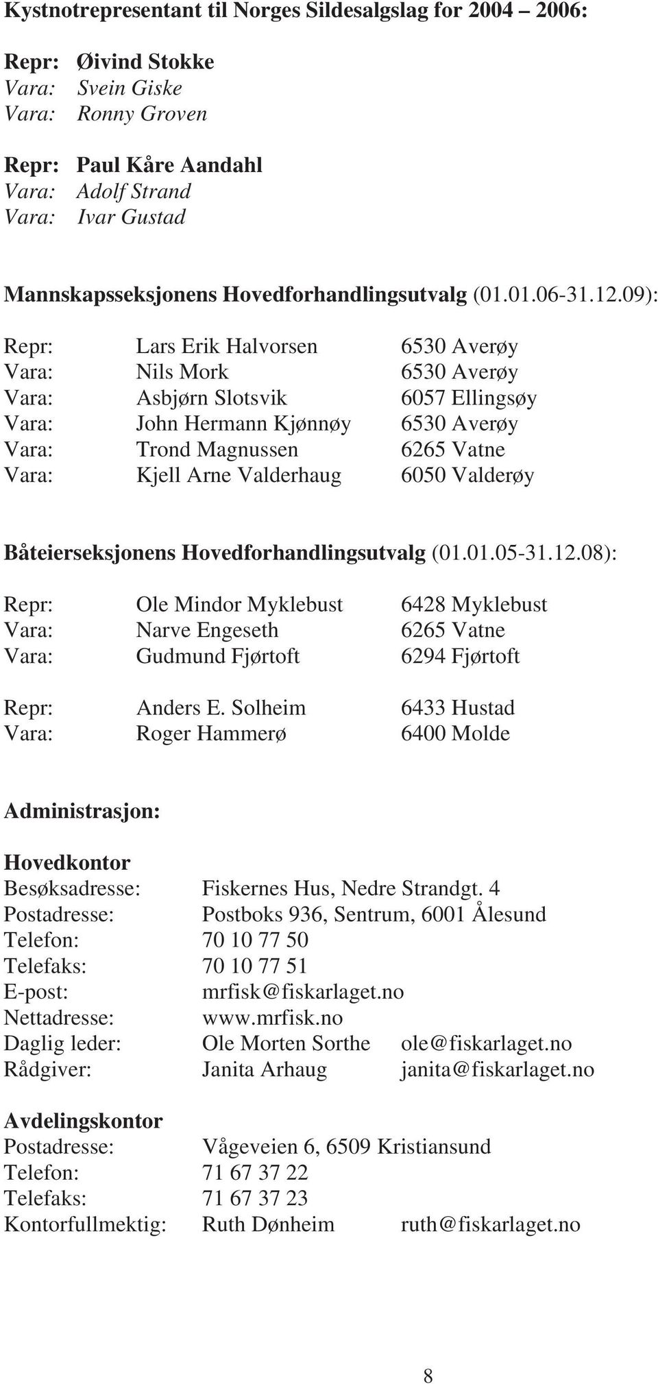 09): Repr: Lars Erik Halvorsen 6530 Averøy Vara: Nils Mork 6530 Averøy Vara: Asbjørn Slotsvik 6057 Ellingsøy Vara: John Hermann Kjønnøy 6530 Averøy Vara: Trond Magnussen 6265 Vatne Vara: Kjell Arne