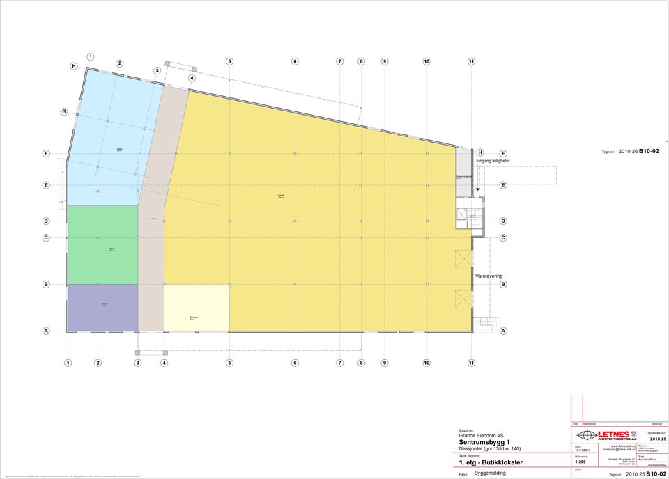 Varelevering, m² lomster, m² 0 Sentrumsbygg Nessjordet (gnr. bnr.0).