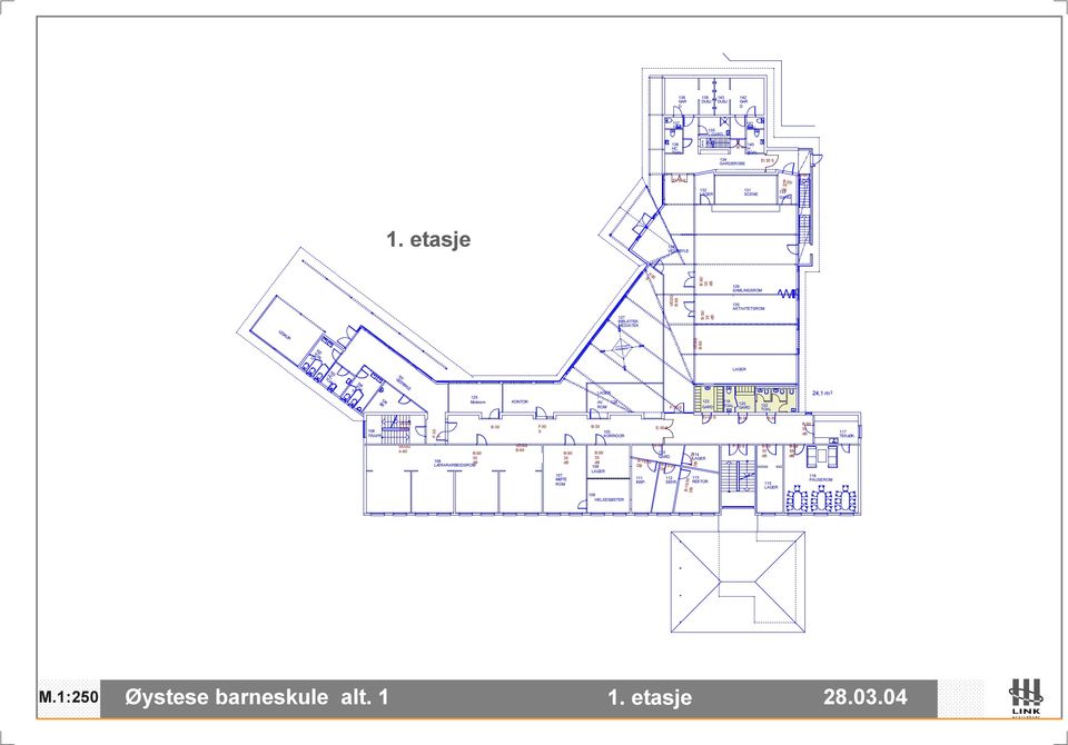 . TOAL. 104 TOAL. H. 124 BK 101 VESTIBYLE 125 Moterom KONTOR / AV. 126 ROM F-30 S 123 GARD 119 TOAL 120 GARD.