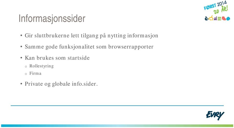 browserrapporter Kan brukes som startside o