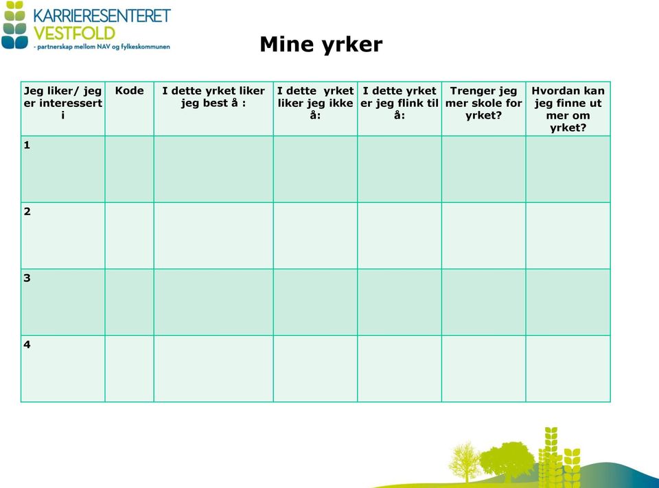 I dette yrket er jeg flink til å: Trenger jeg mer skole