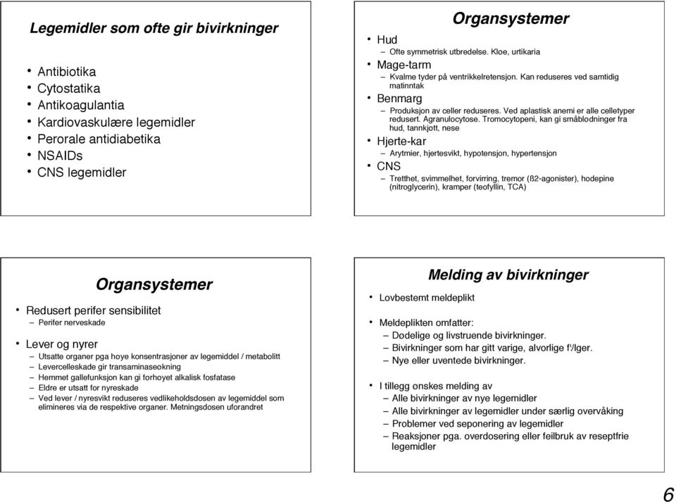 Agranulocytose. Tromocytopeni, kan gi småblødninger fra hud, tannkjøtt, nese! Hjerte-kar Arytmier, hjertesvikt, hypotensjon, hypertensjon!