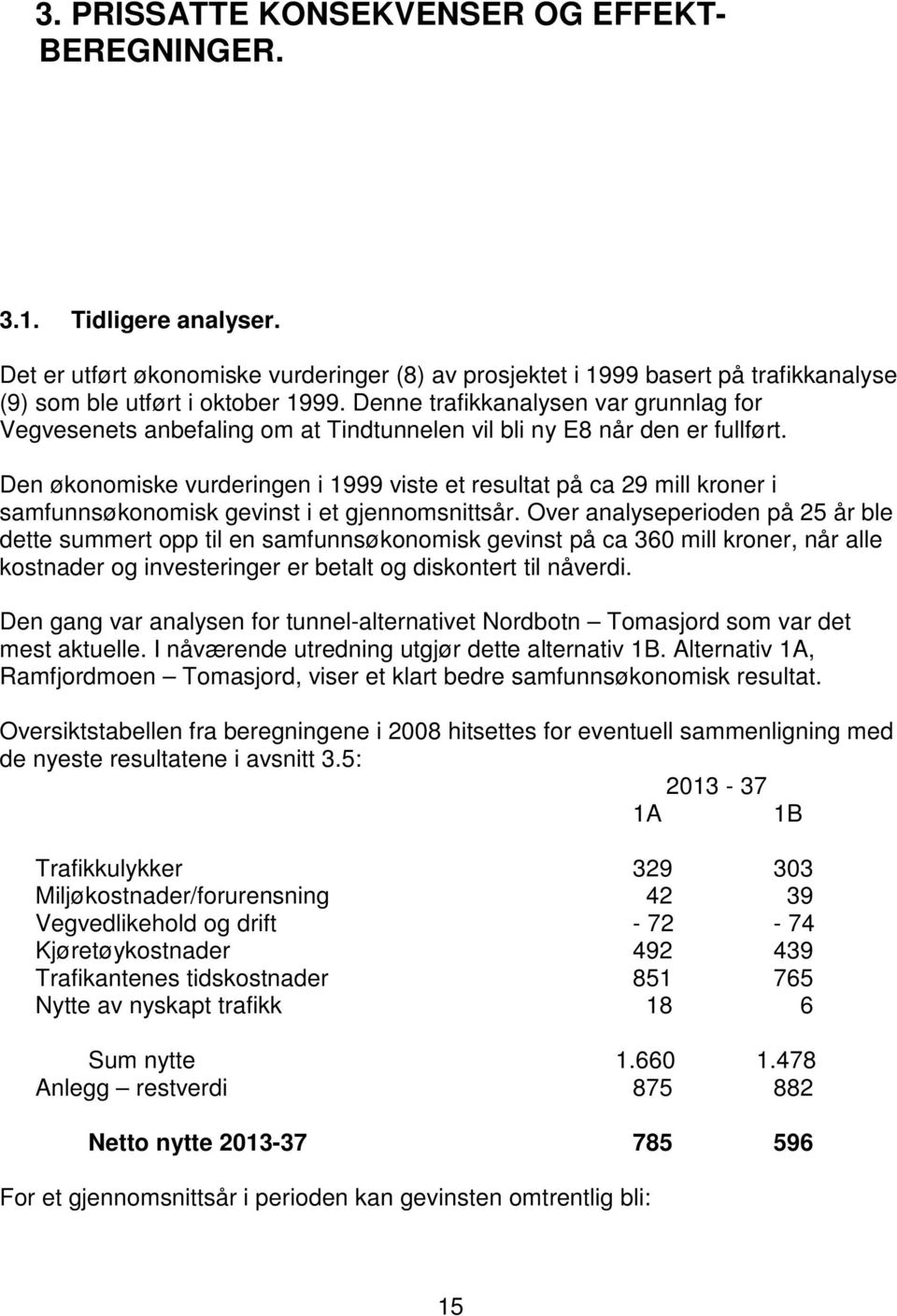 Den økonomiske vurderingen i 1999 viste et resultat på ca 29 mill kroner i samfunnsøkonomisk gevinst i et gjennomsnittsår.