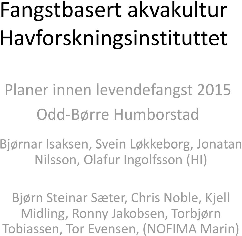 Løkkeborg, Jonatan Nilsson, Olafur Ingolfsson (HI) Bjørn Steinar Sæter,