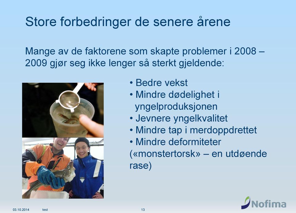 Mindre dødelighet i yngelproduksjonen Jevnere yngelkvalitet Mindre tap i