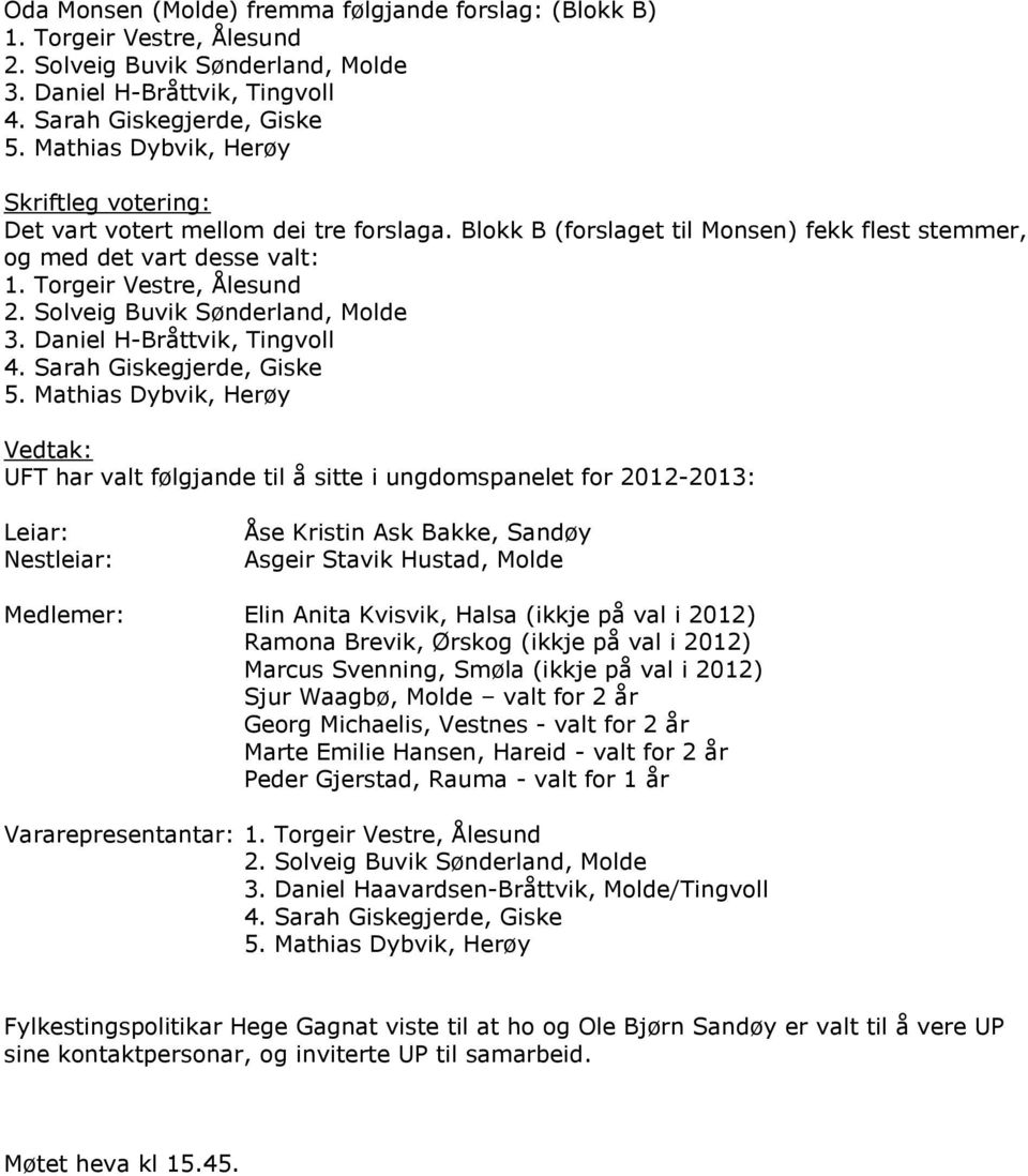 Solveig Buvik Sønderland, Molde 3. Daniel H-Bråttvik, Tingvoll 4. Sarah Giskegjerde, Giske 5.