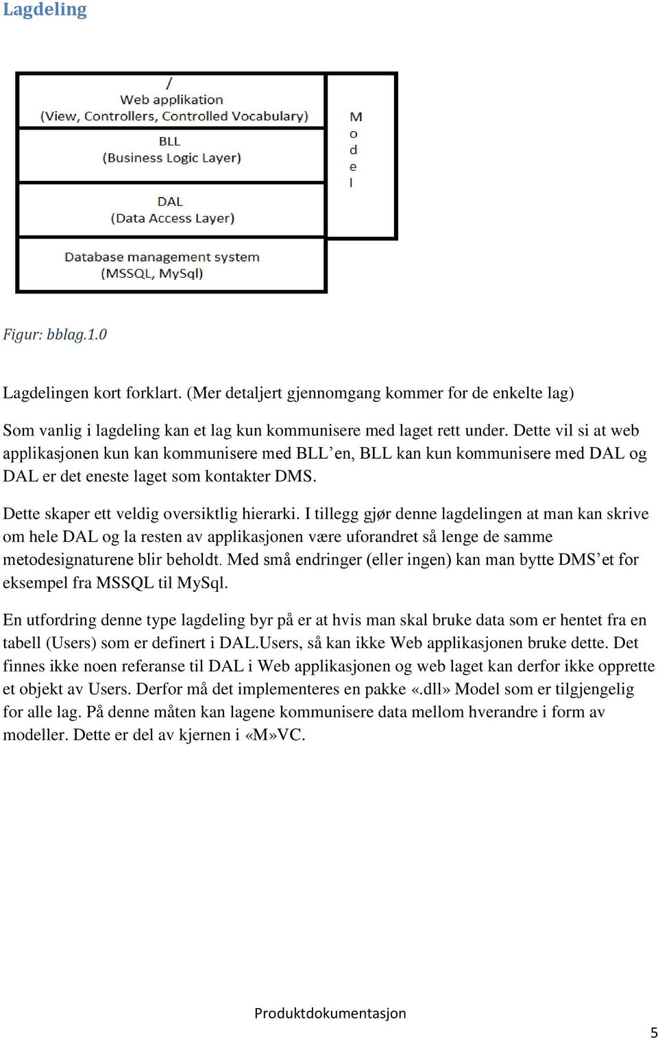 I tillegg gjør denne lagdelingen at man kan skrive om hele DAL og la resten av applikasjonen være uforandret så lenge de samme metodesignaturene blir beholdt.