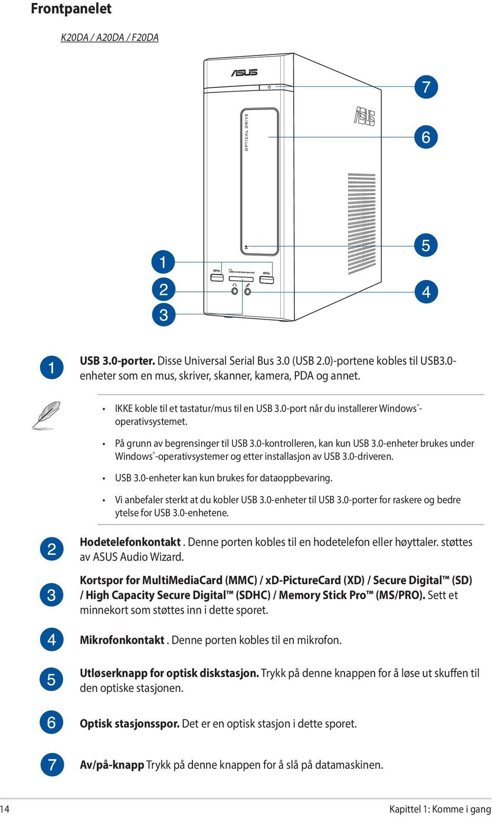 0-enheter brukes under Windows -operativsystemer og etter installasjon av USB 3.0-driveren. USB 3.0-enheter kan kun brukes for dataoppbevaring. Vi anbefaler sterkt at du kobler USB 3.