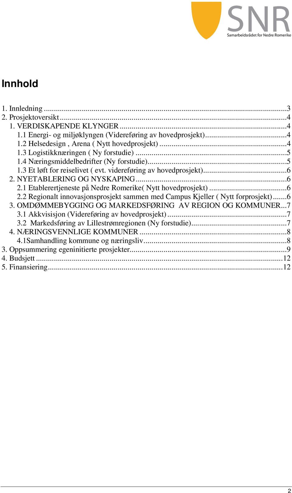 ..6 2.2 Regionalt innovasjonsprosjekt sammen med Campus Kjeller ( Nytt forprosjekt)...6 3. OMDØMMEBYGGING OG MARKEDSFØRING AV REGION OG KOMMUNER...7 3.1 Akkvisisjon (Videreføring av hovedprosjekt).