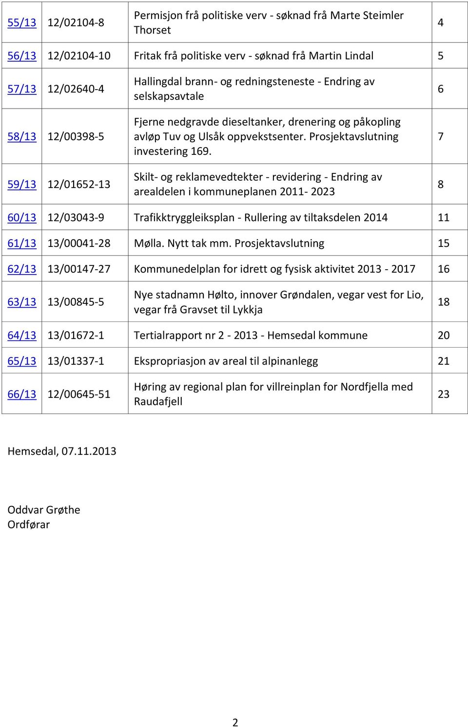 Prosjektavslutning investering 169.