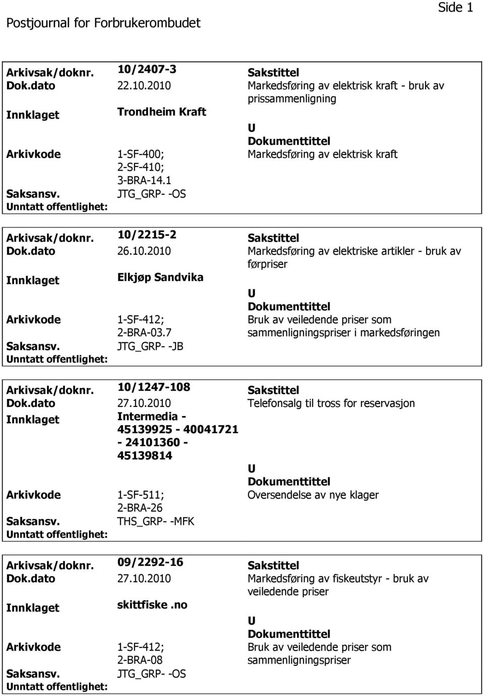 7 JTG_GRP- -JB Bruk av veiledende priser som sammenligningspriser i markedsføringen Arkivsak/doknr. 10/