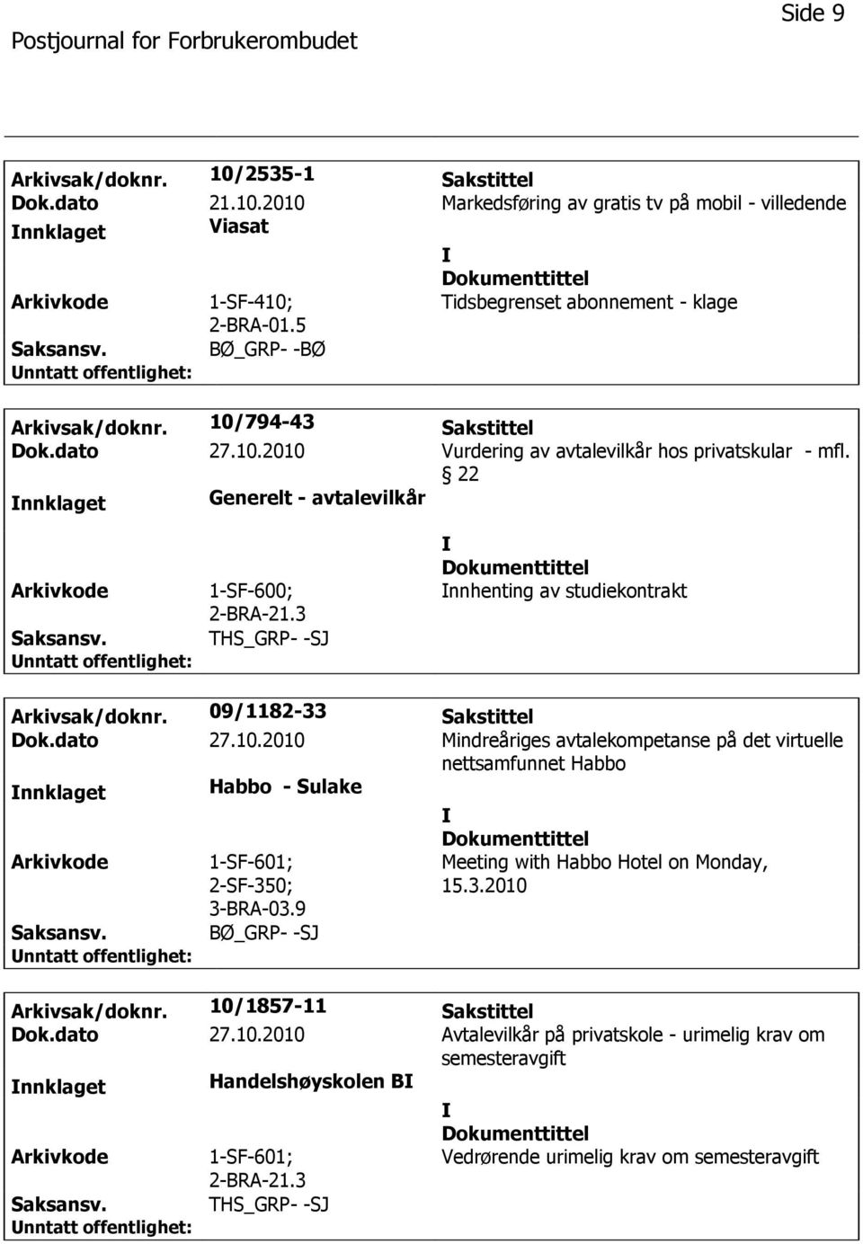 3 THS_GRP- -SJ nnhenting av studiekontrakt Arkivsak/doknr. 09/1182-33 Sakstittel Dok.dato 27.10.