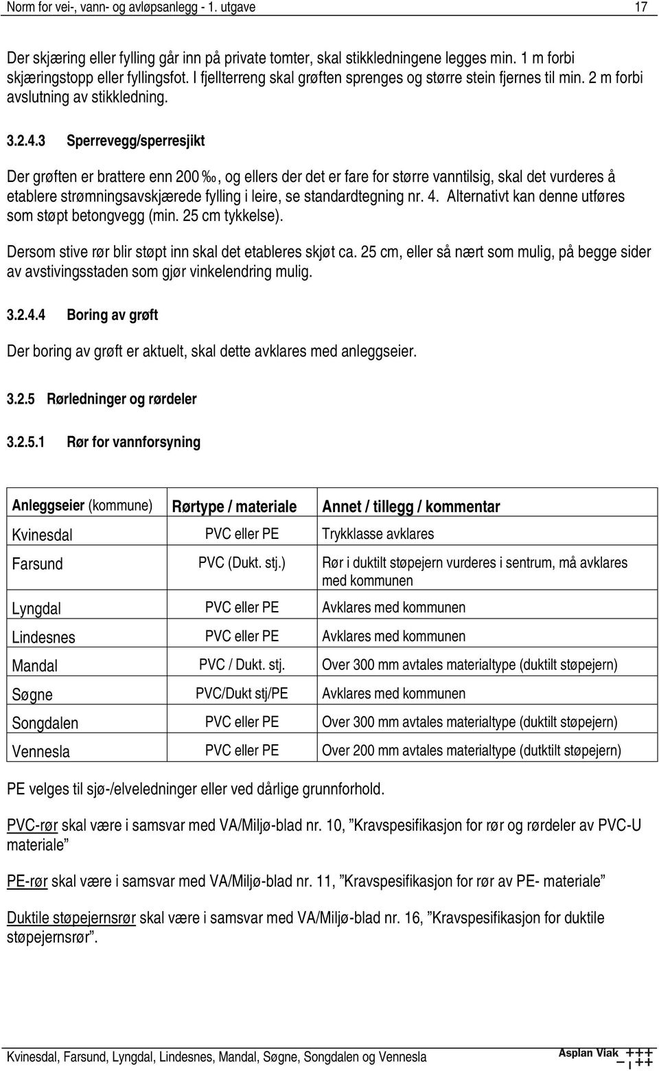 3 Sperrevegg/sperresjikt Der grøften er brattere enn 200, og ellers der det er fare for større vanntilsig, skal det vurderes å etablere strømningsavskjærede fylling i leire, se standardtegning nr. 4.