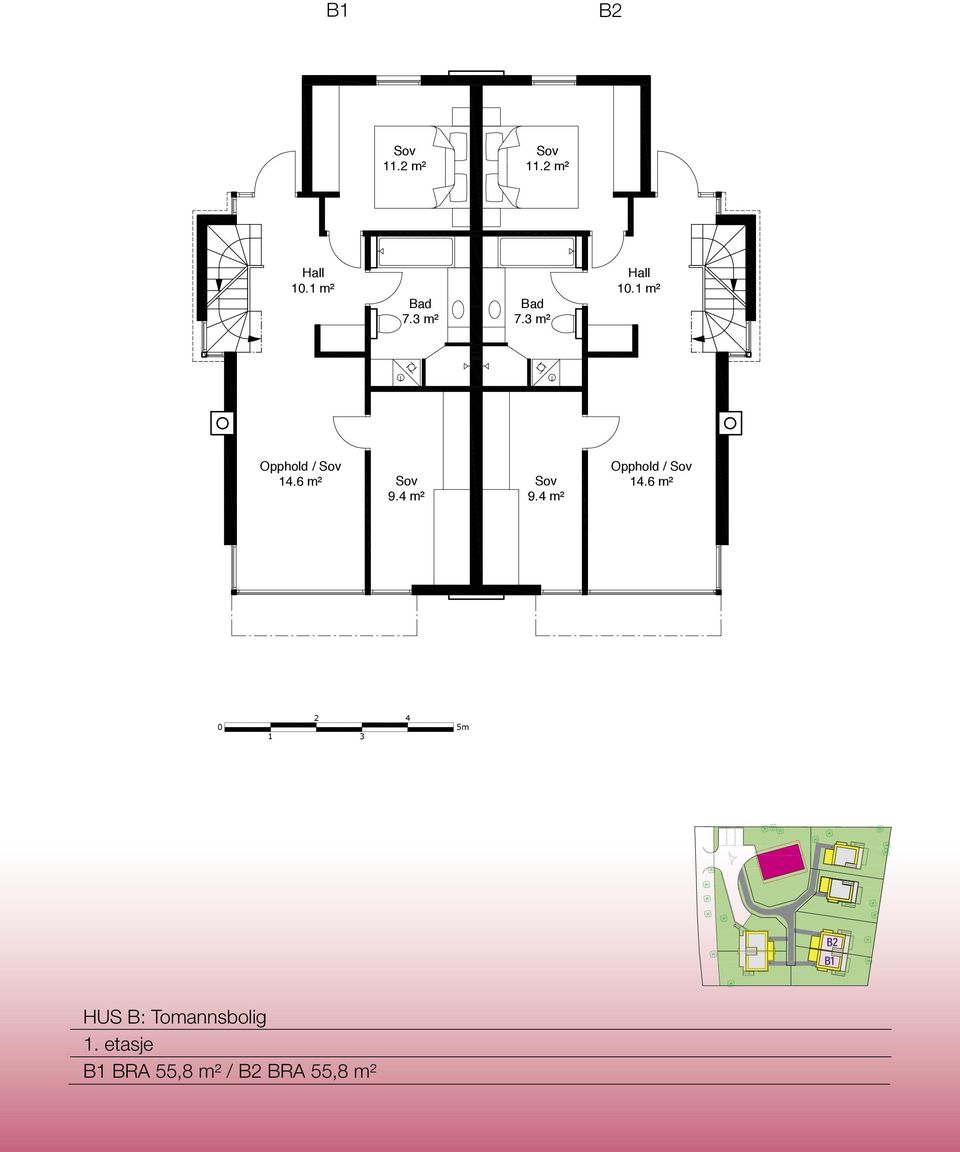 6 m² Sov 9.4 m² Sov 9.4 m² Opphold / Sov 14.