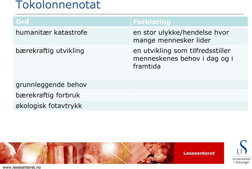 en utvikling som tilfredsstiller menneskenes behov i dag og i