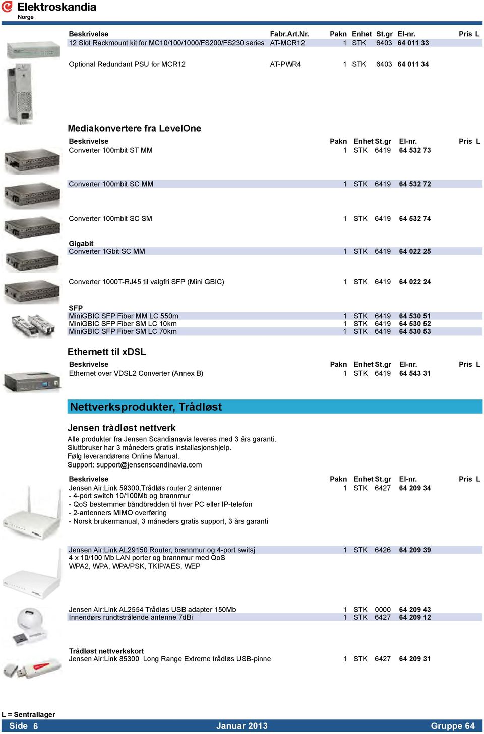 100mbit ST MM 1 STK 6419 64 532 73 Converter 100mbit SC MM 1 STK 6419 64 532 72 Converter 100mbit SC SM 1 STK 6419 64 532 74 Gigabit Converter 1Gbit SC MM 1 STK 6419 64 022 25 Converter 1000T-RJ45