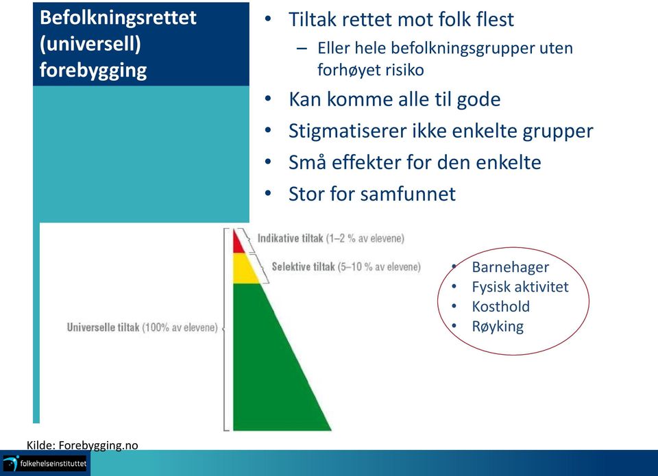 gode Stigmatiserer ikke enkelte grupper Små effekter for den enkelte Stor