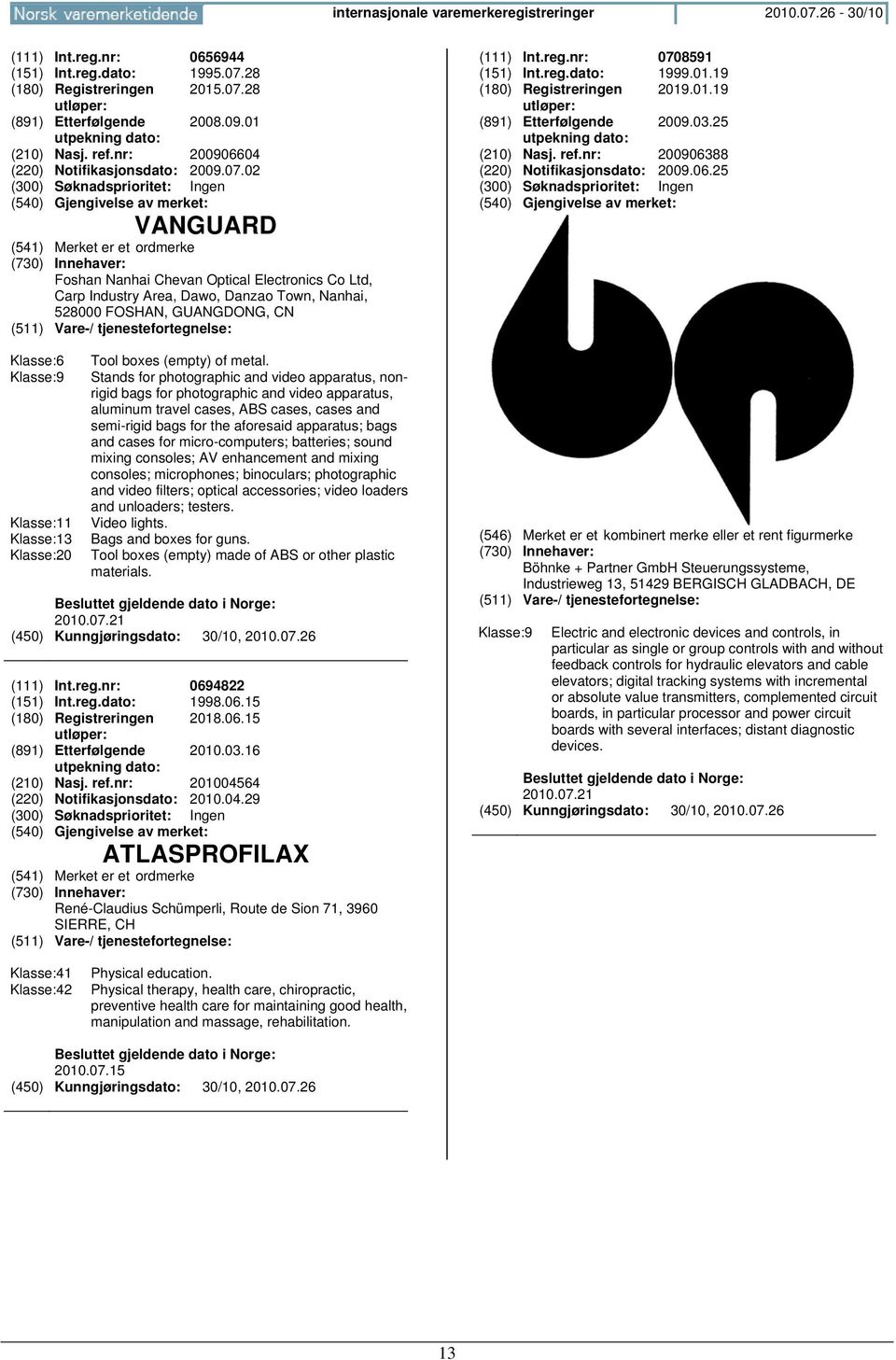 28 (891) Etterfølgende 2008.09.01 utpekning dato: (210) Nasj. ref.nr: 200906604 (220) Notifikasjonsdato: 2009.07.