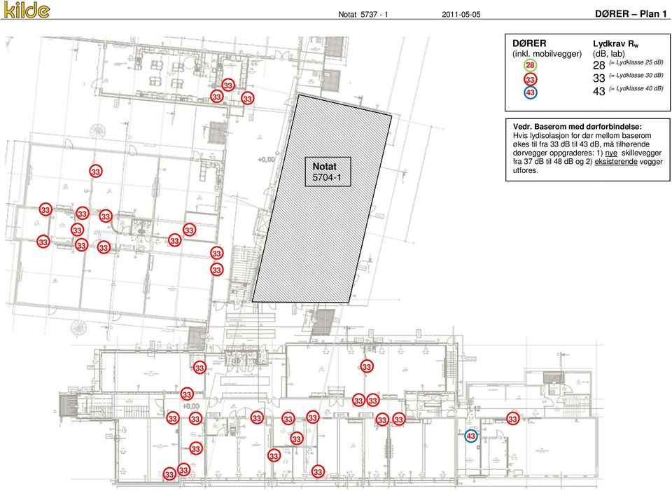 Lydklasse 40 db) Notat 5704-1 Vedr.