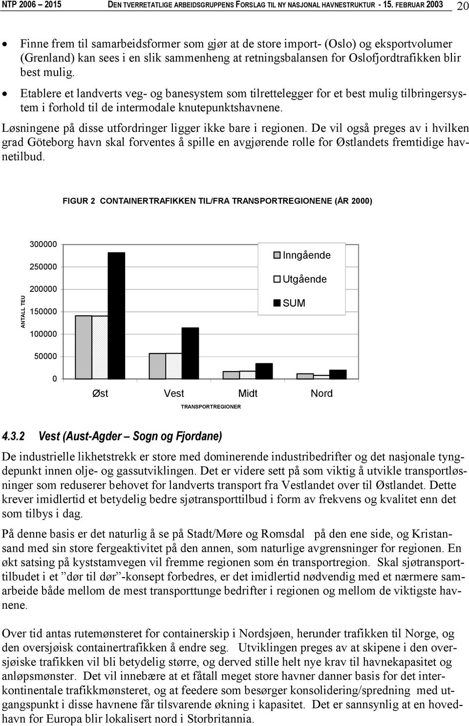 mulig. Etablere et landverts veg- og banesystem som tilrettelegger for et best mulig tilbringersystem i forhold til de intermodale knutepunktshavnene.