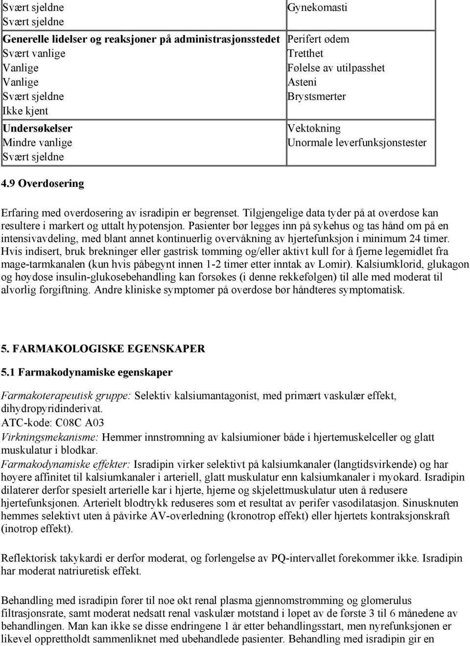 Pasienter bør legges inn på sykehus og tas hånd om på en intensivavdeling, med blant annet kontinuerlig overvåkning av hjertefunksjon i minimum 24 timer.