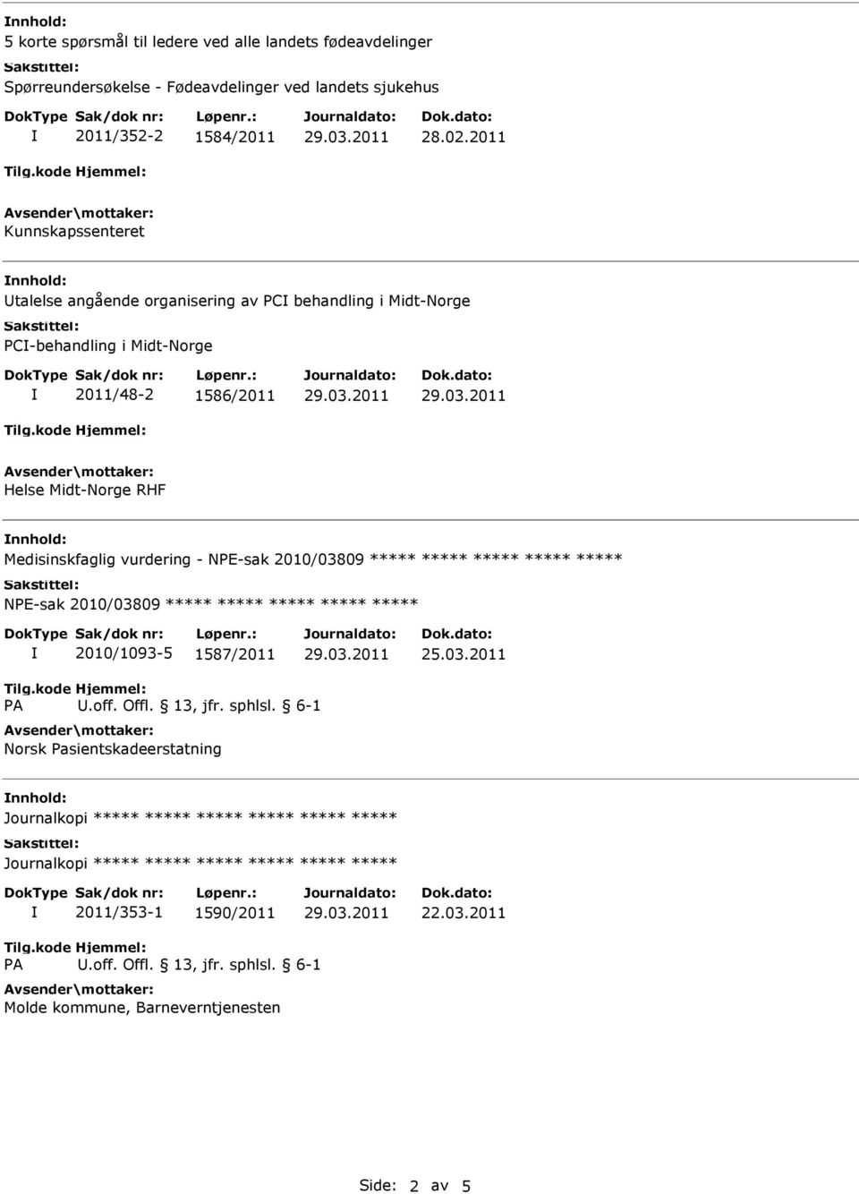 2011 Kunnskapssenteret nnhold: Utalelse angående organisering av PC behandling i Midt-Norge PC-behandling i Midt-Norge 2011/48-2