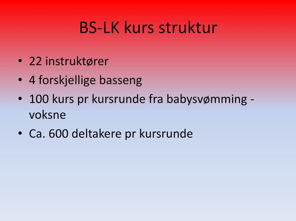 basseng 100 kurs pr kursrunde fra