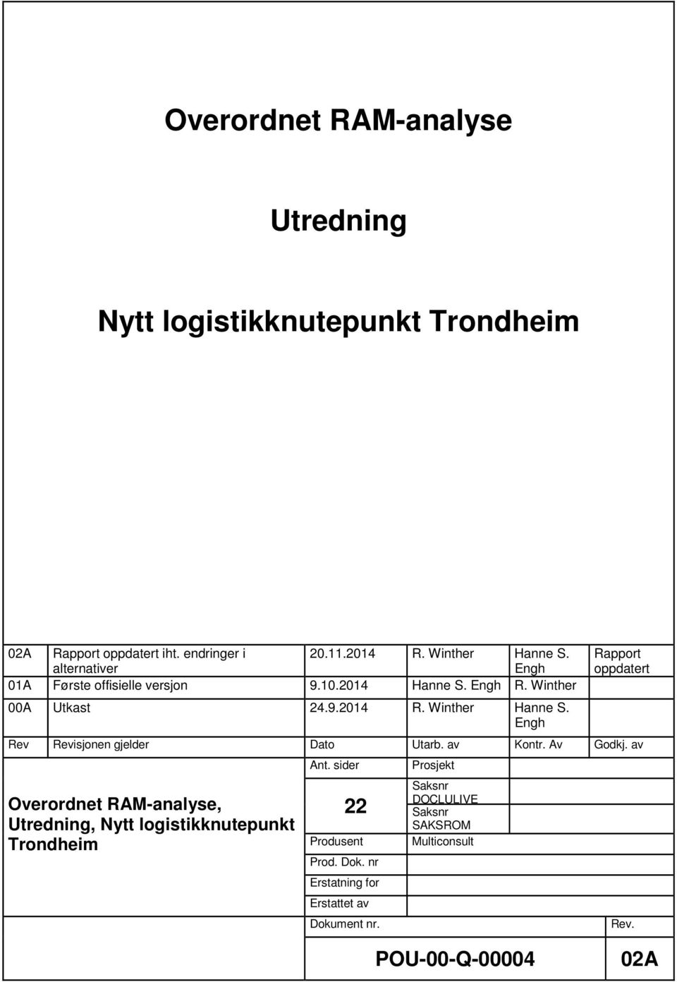 Engh Rapport oppdatert Rev Revisjonen gjelder Dato Utarb. av Kontr. Av Godkj.