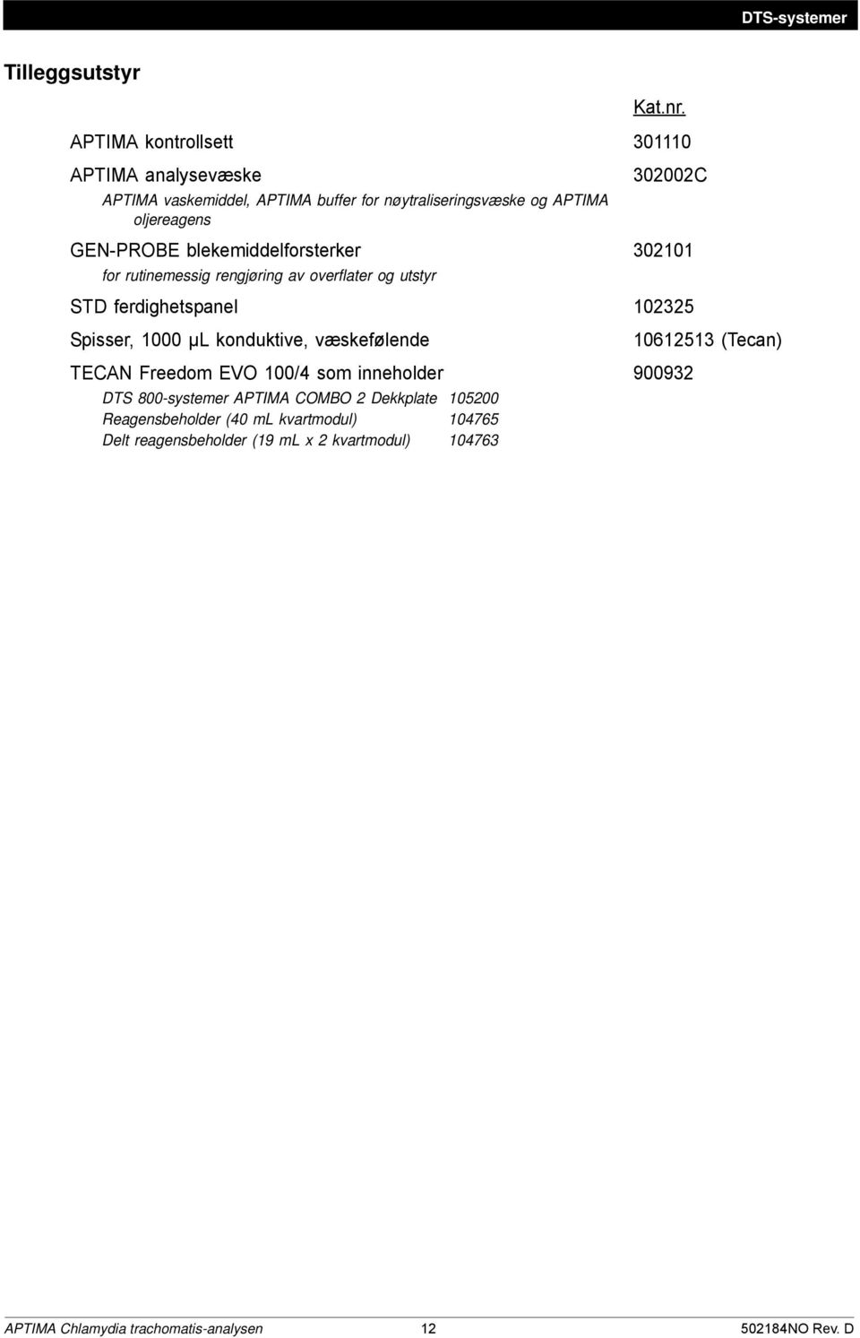 blekemiddelforsterker for rutinemessig rengjøring av overflater og utstyr 302002C 302101 STD ferdighetspanel 102325 Spisser, 0 µl konduktive,