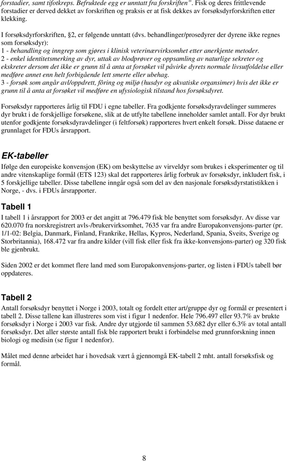 behandlinger/prosedyrer der dyrene ikke regnes som forsøksdyr): 1 - behandling og inngrep som gjøres i klinisk veterinærvirksomhet etter anerkjente metoder.