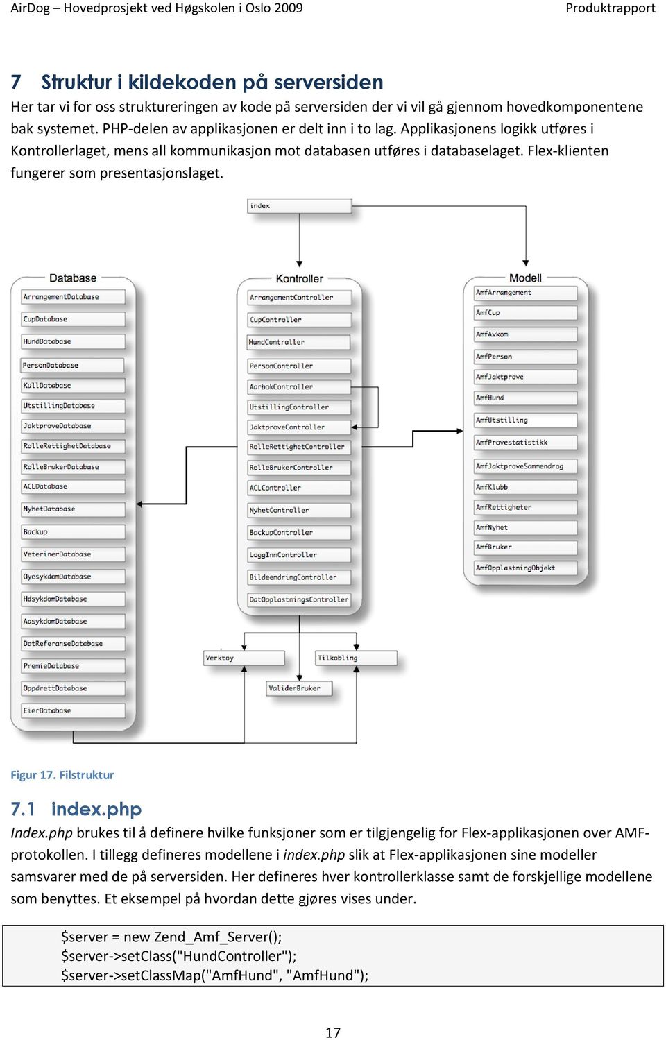 php brukes til å definere hvilke funksjoner som er tilgjengelig for Flex-applikasjonen over AMFprotokollen. I tillegg defineres modellene i index.