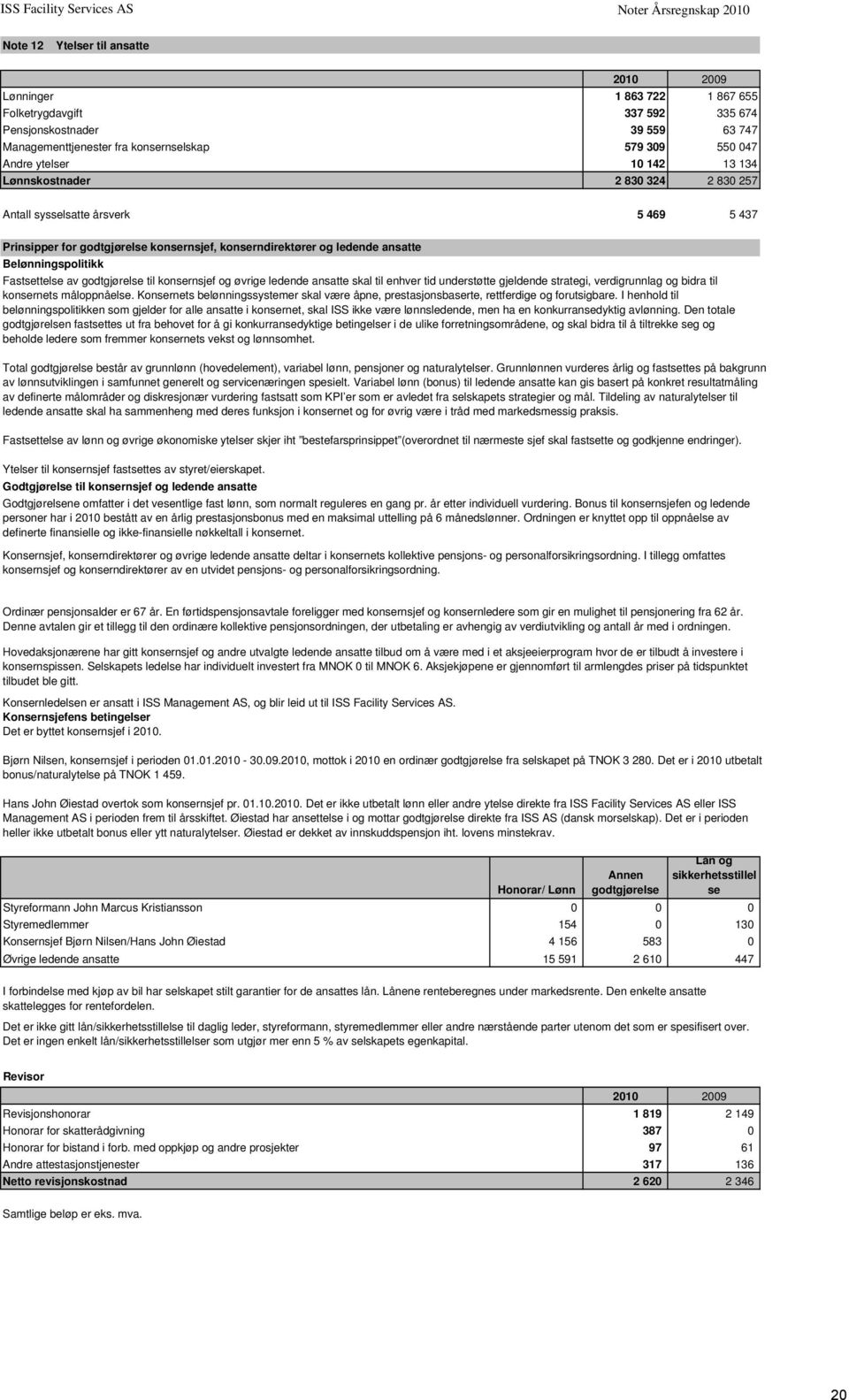 ledende ansatte Belønningspolitikk Fastsettelse av godtgjørelse til konsernsjef og øvrige ledende ansatte skal til enhver tid understøtte gjeldende strategi, verdigrunnlag og bidra til konsernets