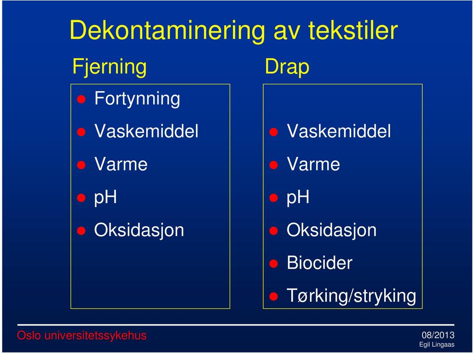 Vaskemiddel Varme ph Oksidasjon