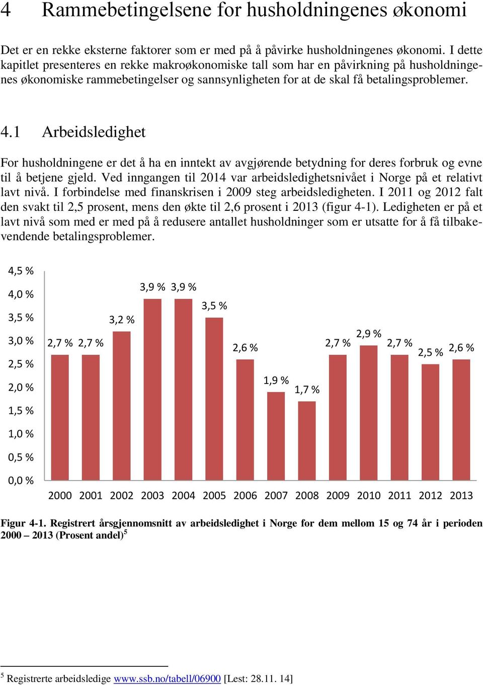 1 Arbeidsledighet For husholdningene er det å ha en inntekt av avgjørende betydning for deres forbruk og evne til å betjene gjeld.