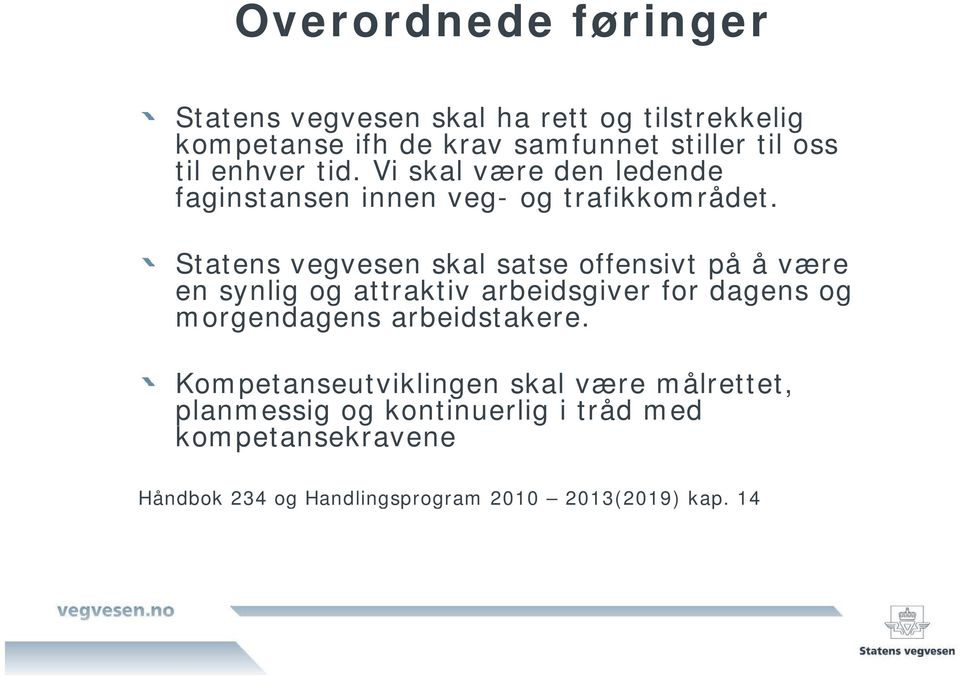 Statens vegvesen skal satse offensivt på å være en synlig og attraktiv arbeidsgiver for dagens og morgendagens