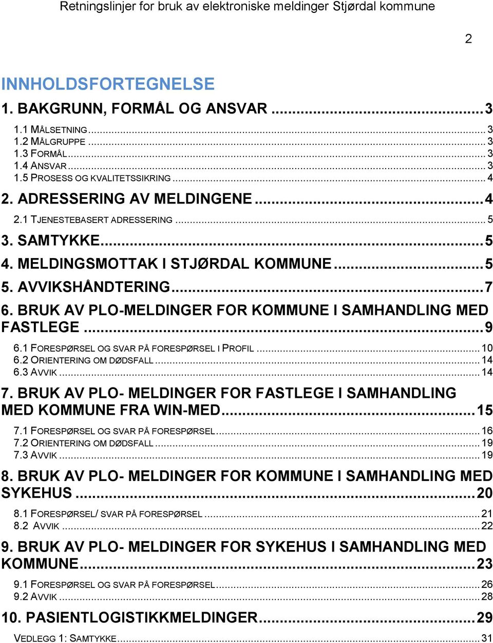 1 FORESPØRSEL OG SVAR PÅ FORESPØRSEL I PROFIL... 10 6.2 ORIENTERING OM DØDSFALL... 14 6.3 AVVIK... 14 7. BRUK AV PLO- MELDINGER FOR FASTLEGE I SAMHANDLING MED KOMMUNE FRA WIN-MED... 15 7.