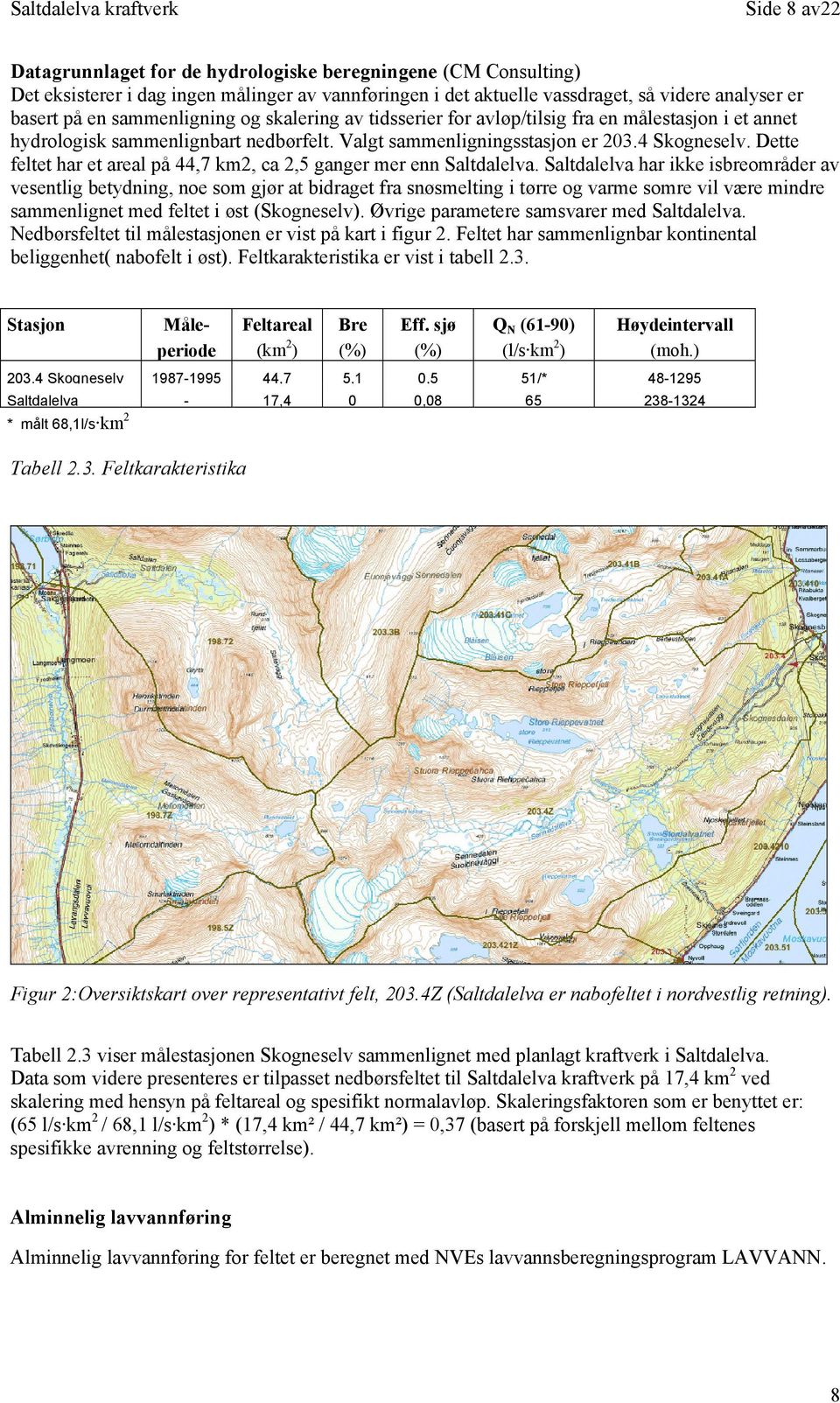 Dette feltet har et areal på 44,7 km2, ca 2,5 ganger mer enn Saltdalelva.