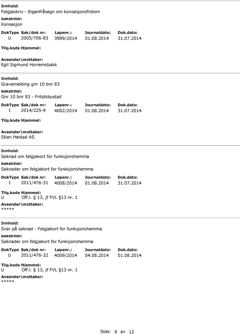 følgjekort for funksjonshemma Søknader om følgjekort for funksjonshemma 2011/476-31 4008/2014 Svar på