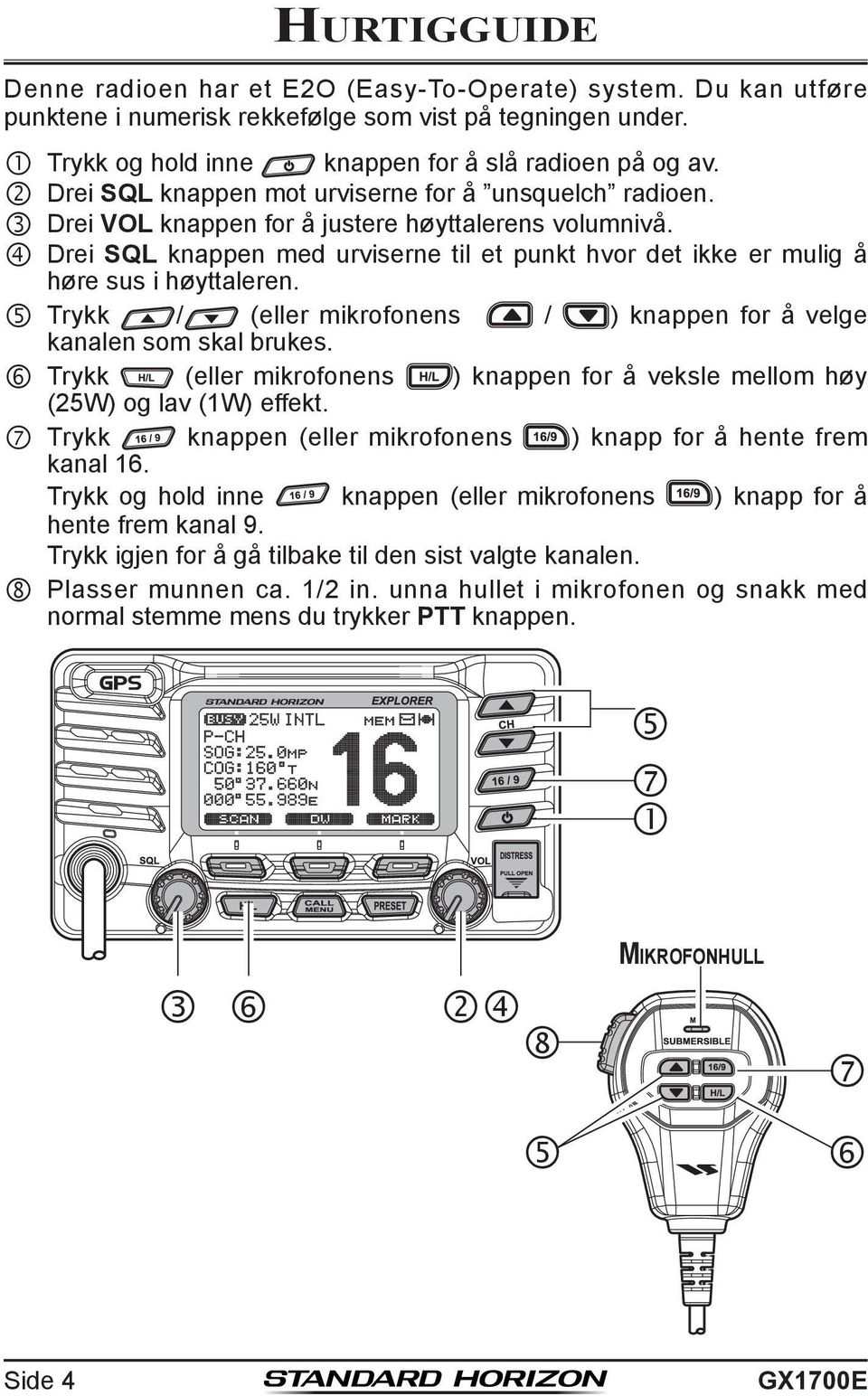 Drei SQL knappen med urviserne til et punkt hvor det ikke er mulig å høre sus i høyttaleren. Trykk / (eller mikrofonens / ) knappen for å velge kanalen som skal brukes.