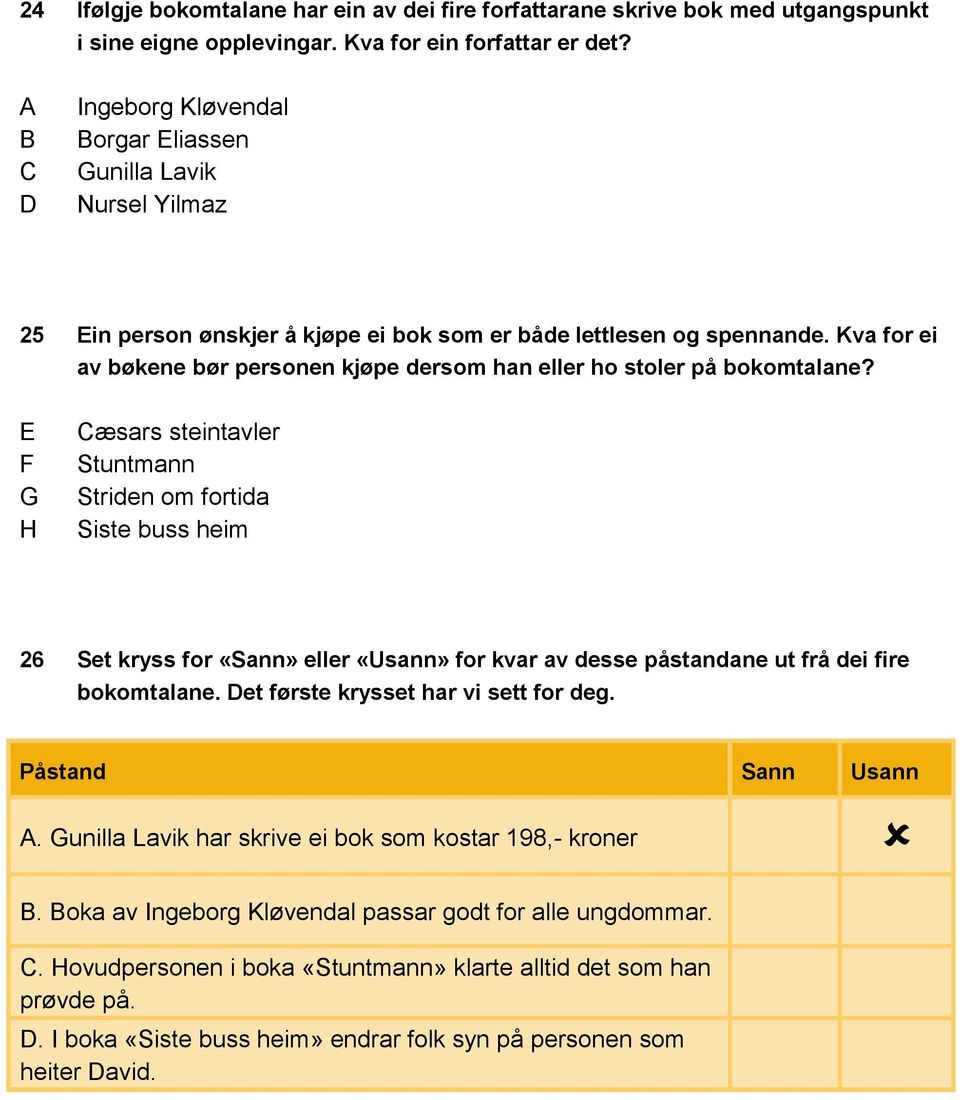 Kva for ei av bøkene bør personen kjøpe dersom han eller ho stoler på bokomtalane?