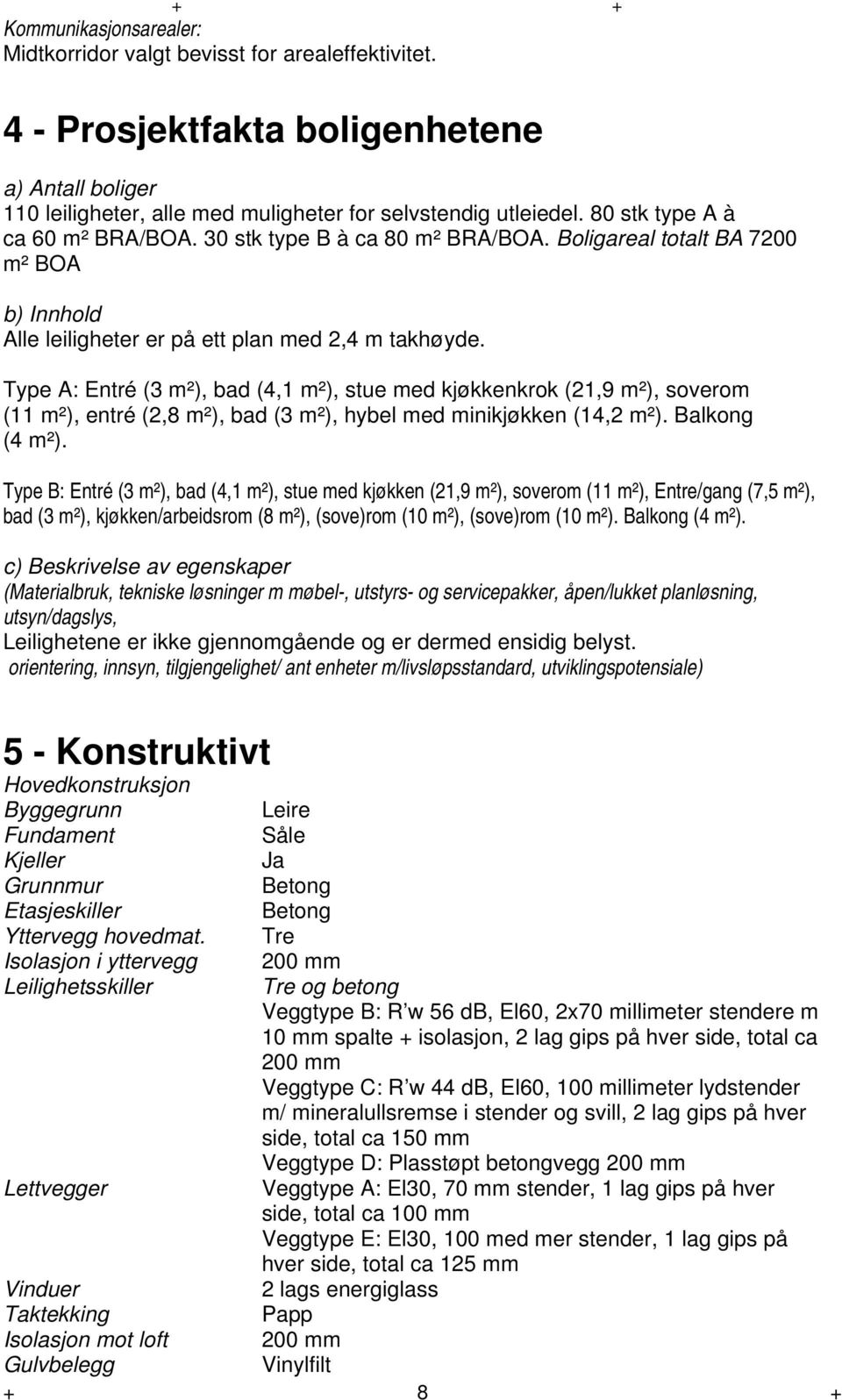 Type A: Entré (3 m²), bad (4,1 m²), stue med kjøkkenkrok (21,9 m²), soverom (11 m²), entré (2,8 m²), bad (3 m²), hybel med minikjøkken (14,2 m²). Balkong (4 m²).