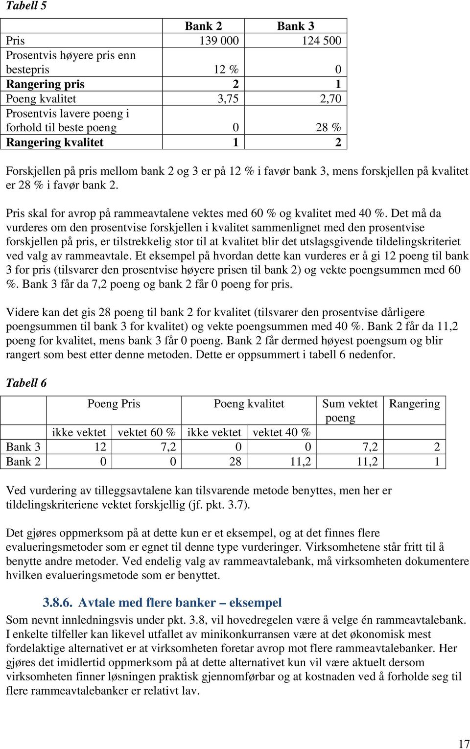 Pris skal for avrop på rammeavtalene vektes med 60 % og kvalitet med 40 %.