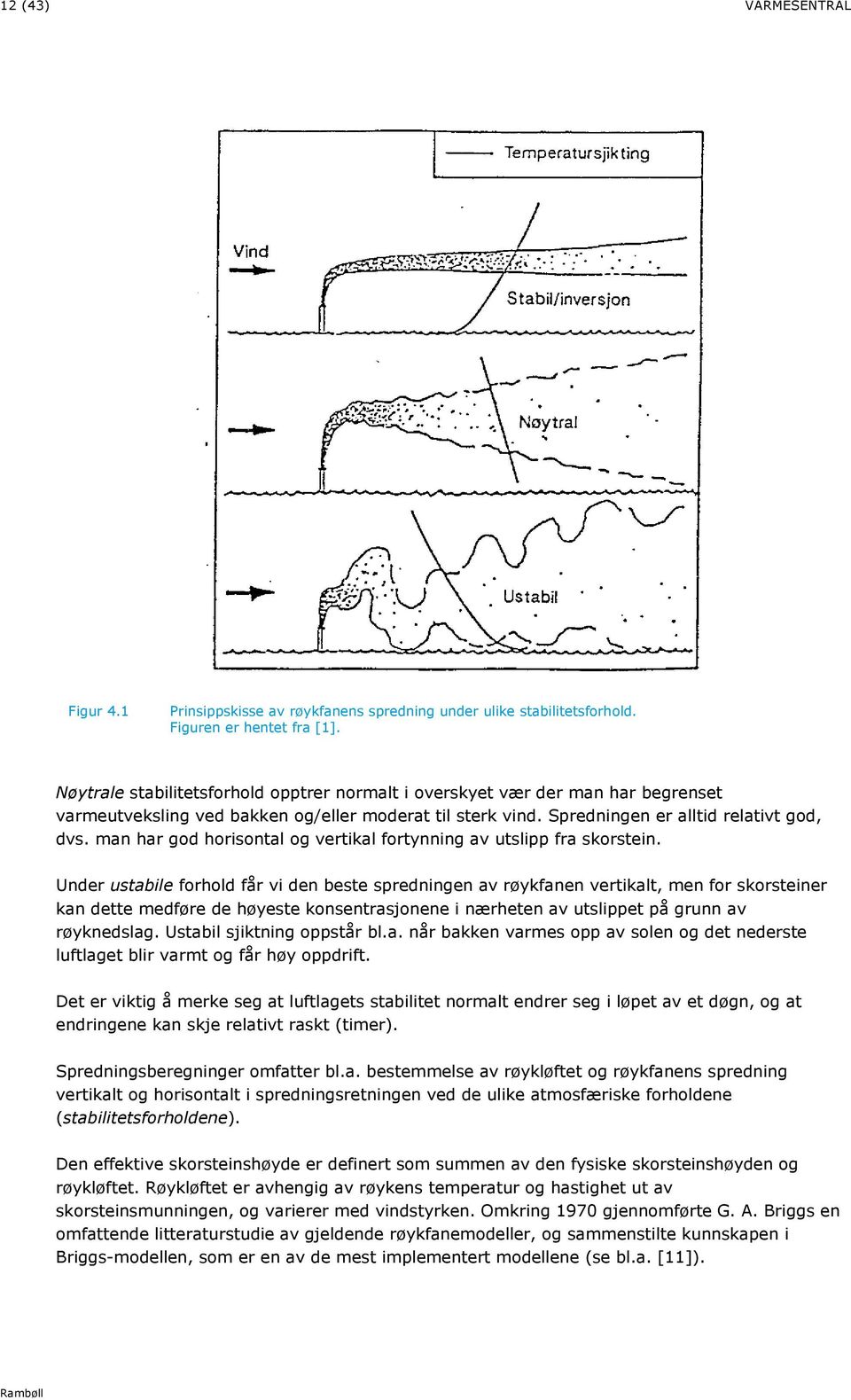 man har god horisontal og vertikal fortynning av utslipp fra skorstein.