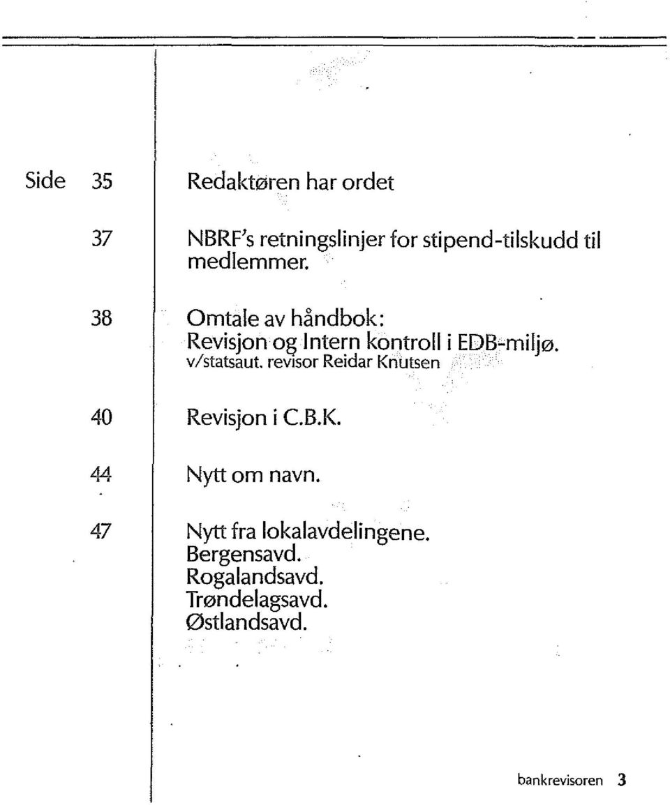 v/statsaut. revisor Reidar Knutsen 40 Revisjon i C.B.K. 44 Nytt om navn.