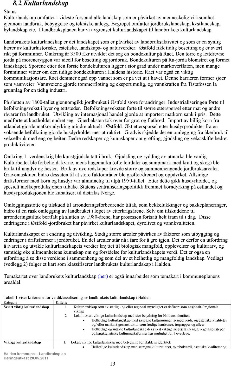 Landbrukets kulturlandskap er det landskapet som er påvirket av landbruksaktivitet og som er en synlig bærer av kulturhistoriske, estetiske, landskaps- og naturverdier.