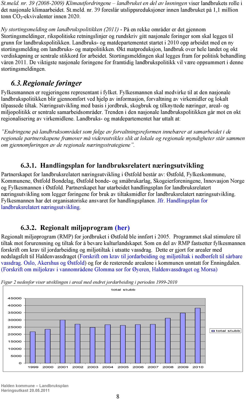 for landbrukspolitikken. Landbruks- og matdepartementet startet i 2010 opp arbeidet med en ny stortingsmelding om landbruks- og matpolitikken.