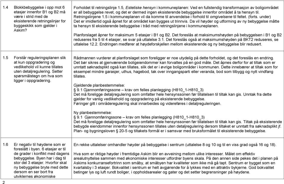 Retningslinjene 1.5 i kommuneplanen vil da komme til anvendelse i forhold til omgivelsene til feltet. (forts. under) Det er imidlertid også åpnet for at området kan bygges ut trinnvis.