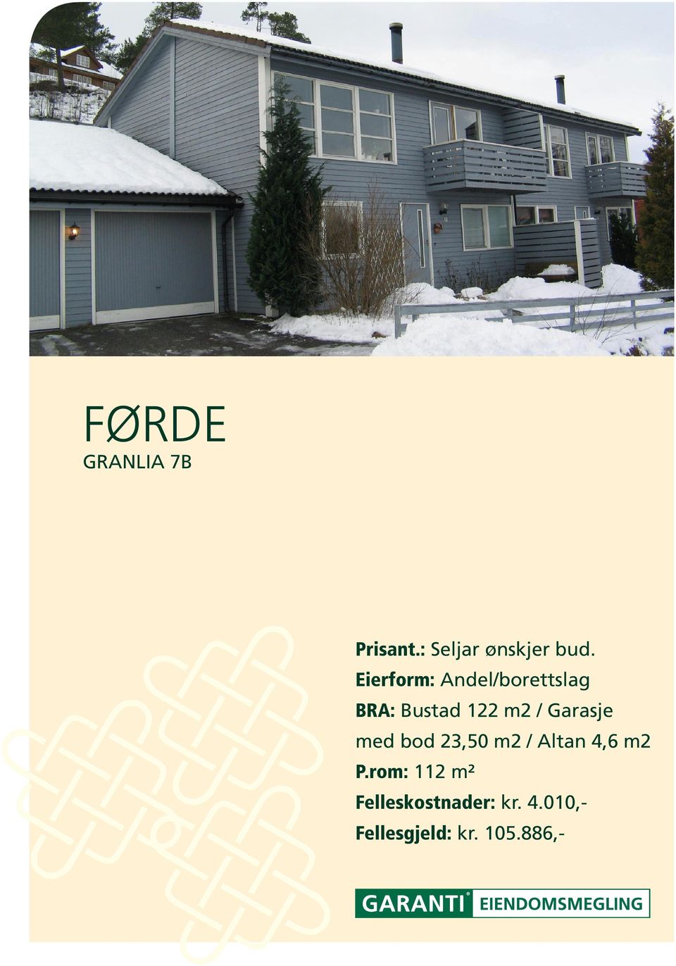 Garasje med bod 23,50 m2 / Altan 4,6 m2 P.