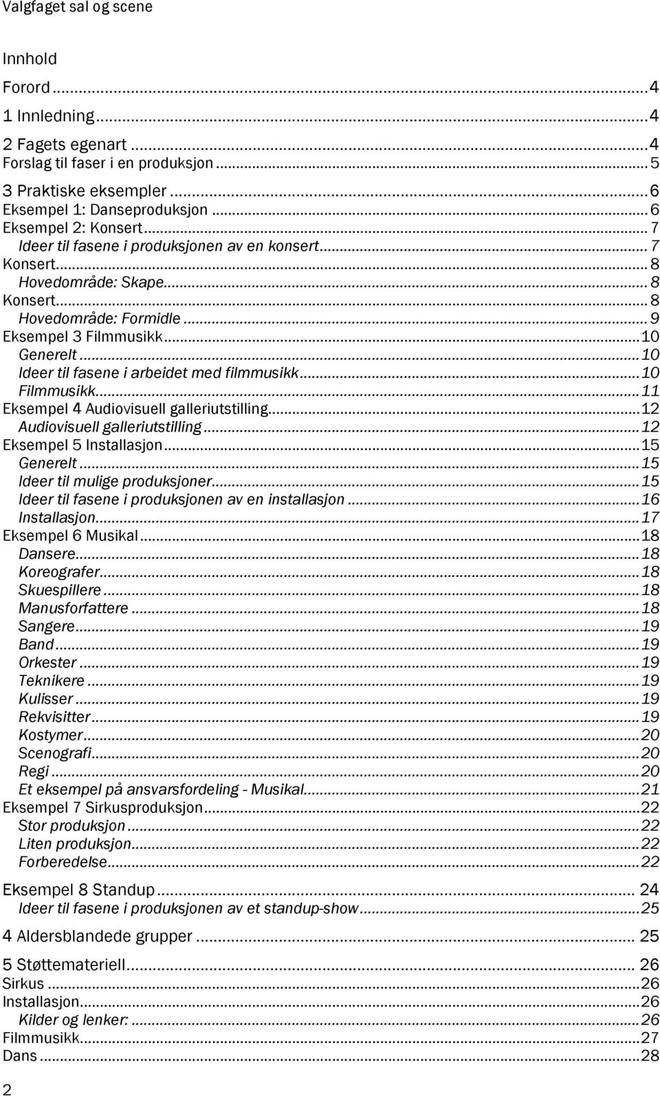 .. 10 Ideer til fasene i arbeidet med filmmusikk... 10 Filmmusikk... 11 Eksempel 4 Audiovisuell galleriutstilling... 12 Audiovisuell galleriutstilling... 12 Eksempel 5 Installasjon... 15 Generelt.